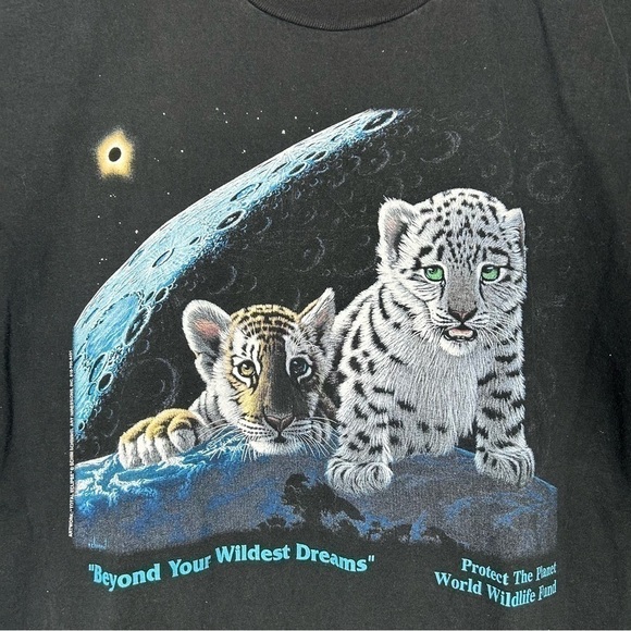 Vintage 90s Jerzees Protect The Planet Works Wildlife Fund - Picture 2 of 7